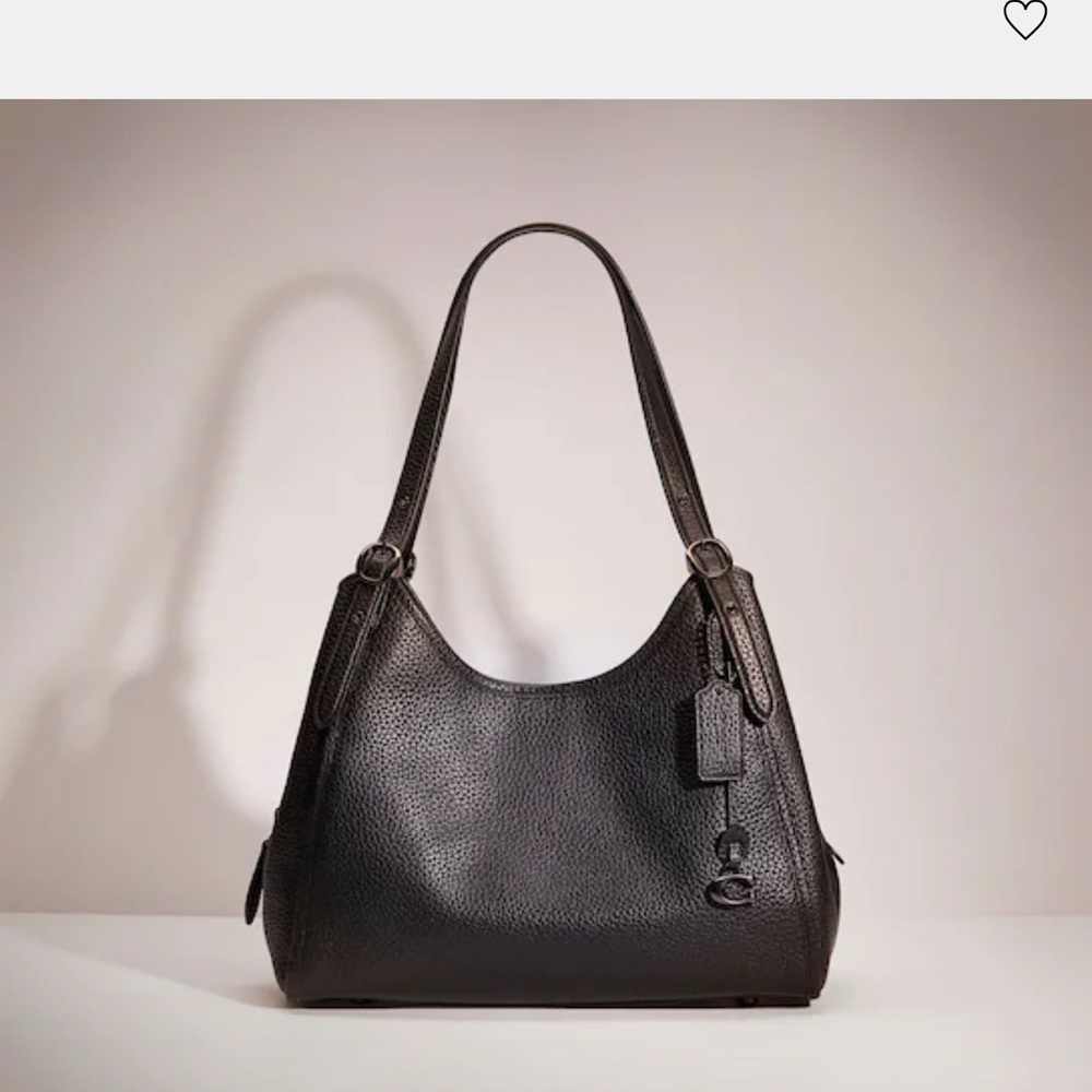 Coach Lori black pebbled leather shoulder bag- pewter/black. NO OFFERS